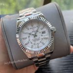 High Quality Copy Rolex Sky Dweller 42mm White Face Oyster Strap